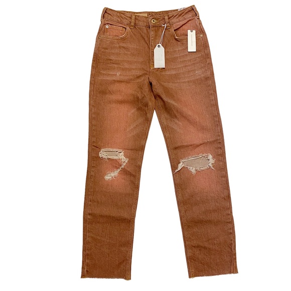 NWT Pilcro for Anthropologie The Vintage Straight Leg Jean-Washed Brown Rust 27 - Picture 7 of 16
